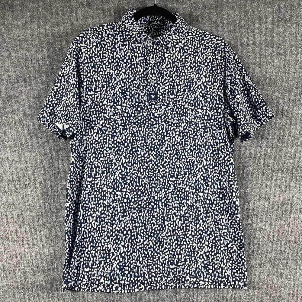 Bad Birdie Shirt Mens Small Blue Polo Abstract Pebble Print Short Sleeve Golf